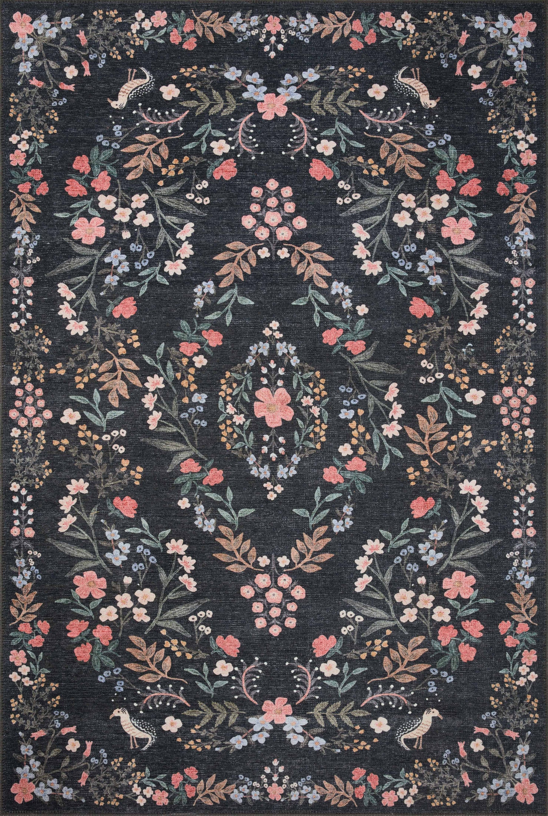 Rifle Paper Co. x Loloi Maison Collection MAO-04 Tuileries Black 18" x 18" Sample Rug