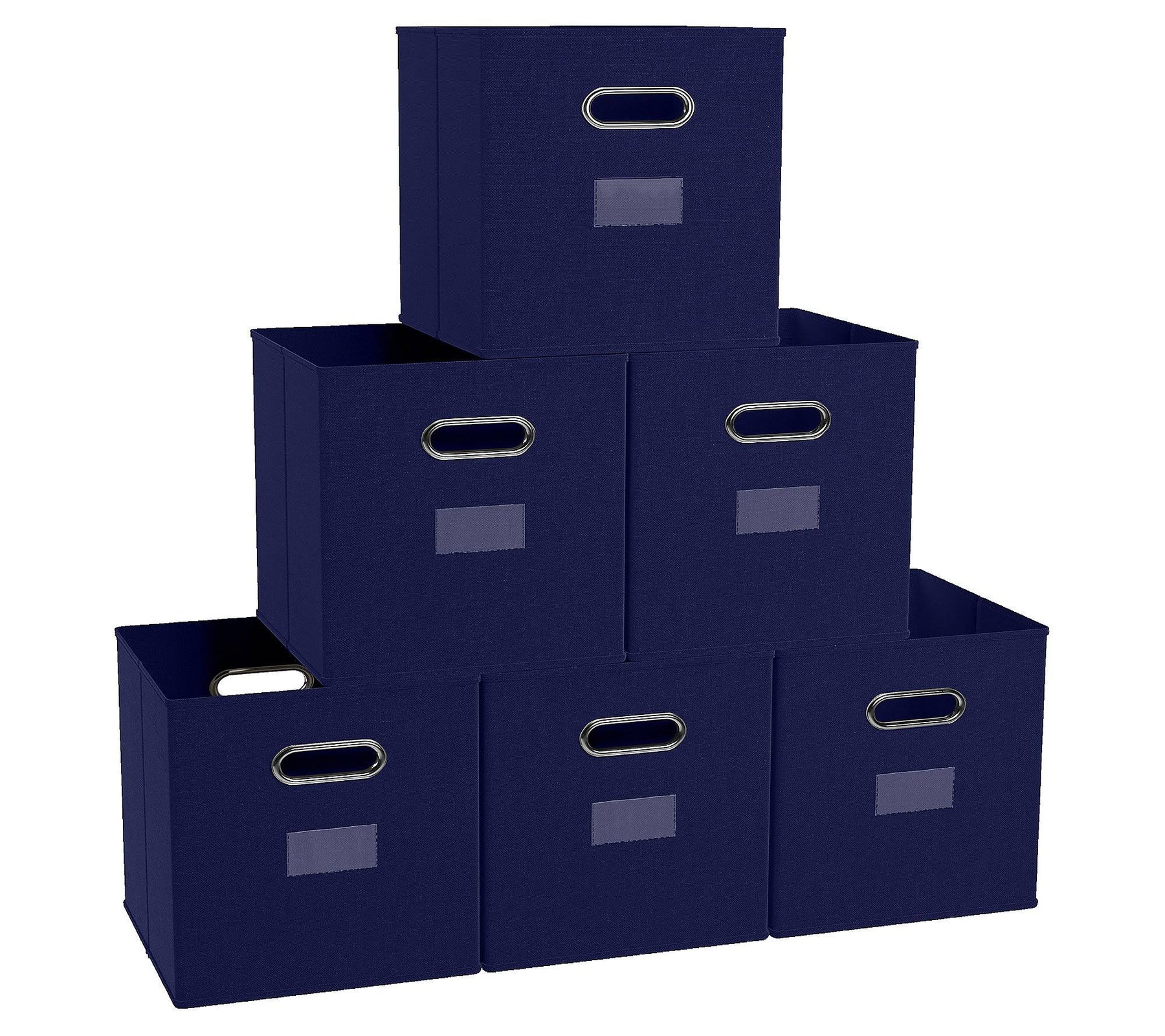 Ornavo Home 6 Pack Storage Cube Bins with Window Pocket ,Navy